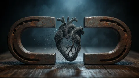Cinematic Film Still 4. Magnetic Surrealism Photography, A D... — Stable Diffusion AI Prompt: cinematic film still 4. magnetic surrealism photography, a dark wooden table wit...