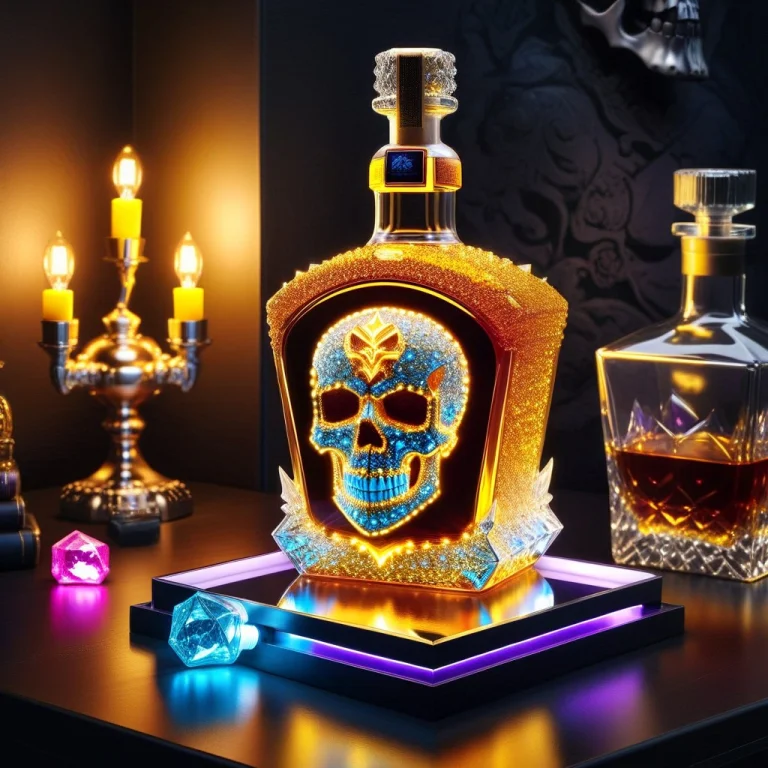 Skulls, Skull Throne, Whiskey Diamond Relief Glass Square Bo...