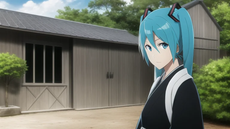 1girl, Hatsune Miku, Twintails, Aqua Hair1.2, Long Hair, Sol...