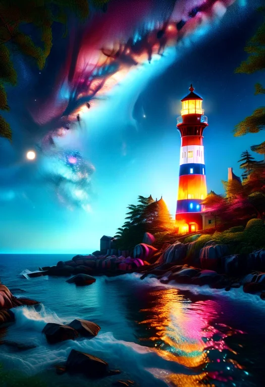 Led, Colorful Led Lights, Boat, Lighthouse, Sea, Neon Lights...