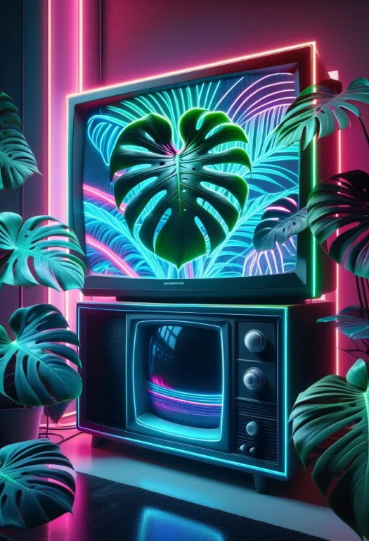 8k, Raw Digital Photo, High Quality, A Giant Monstera Growin...