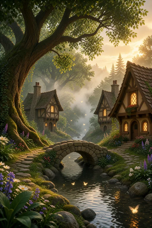 Peaceful Medieval Fantasy Village Hidden Inside An Enormous...