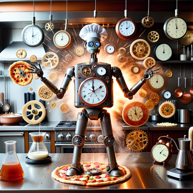 Rush Hour A Frantic Robot Chef With Spinning Gear Arms, A St...