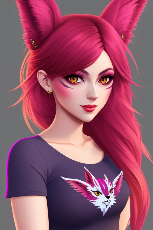 Xayah,t-shirt, Animal Ears, Yellow Eyes, Pierced Nose, Casua...