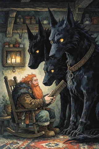 Studio Ghibli Dark Fairytale, A Single Continuous Fantasy Il... — Stable Diffusion AI Prompt: Studio Ghibli Dark Fairytale, a single continuous fantasy illustration of a medd...