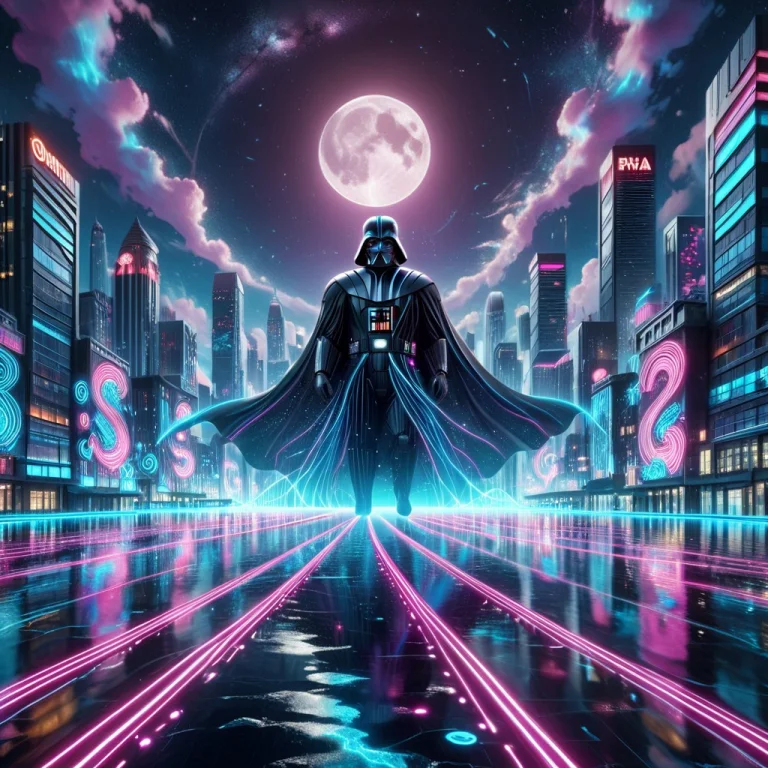 A Surreal Dreamlike World Where Enormous Darth Vader Swim Gr...