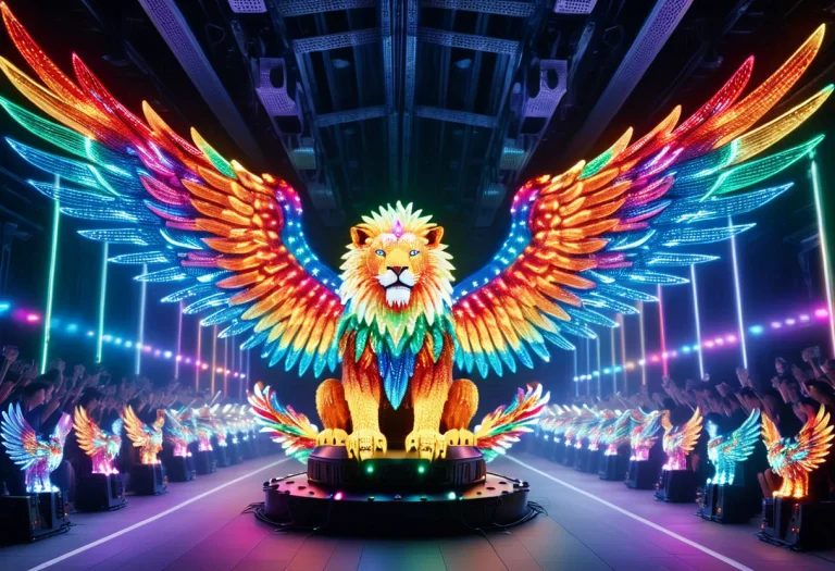 Colorful Led Lights, Lion With Eagle Wings, Meme, Masterpiec...