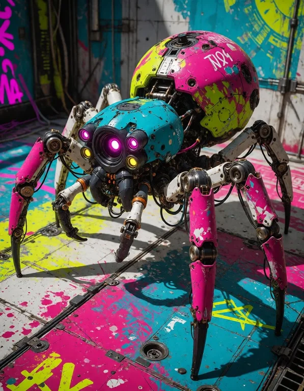 A Cyber-spider Sentinel With Camera Optics, Segmented Legs A...