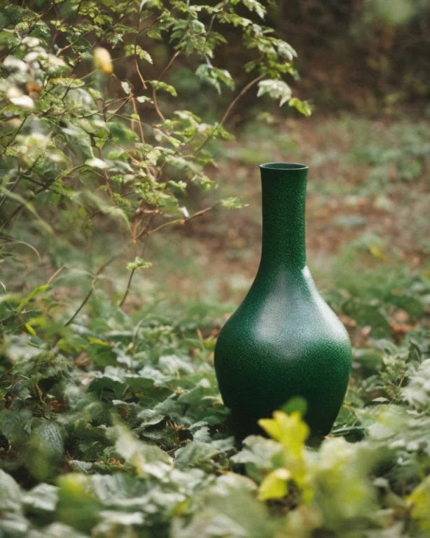 ,a Large Green Vase With A Handle On Loose Soil Fantasy, 197...