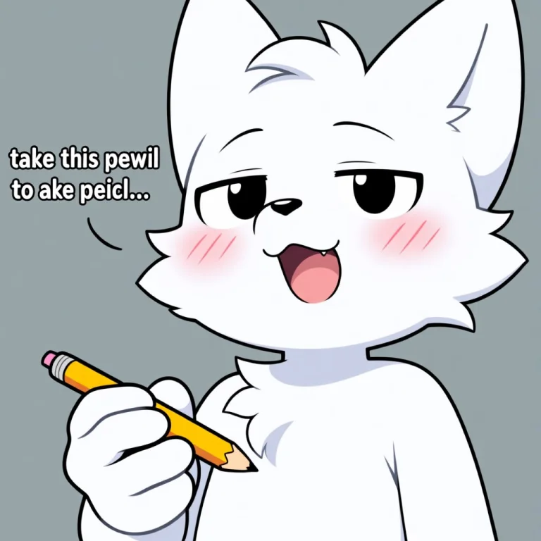 Upper Body, Bk, Furry, White Fur, Black Eyes, Blush, Open Mo...