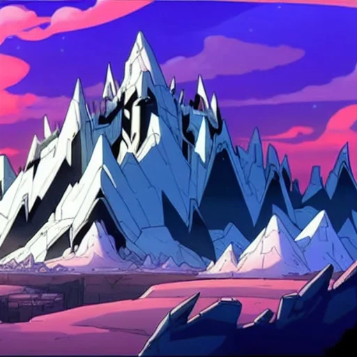A Scene Of A Cracked Mountain With A Castle In The Middle Of...