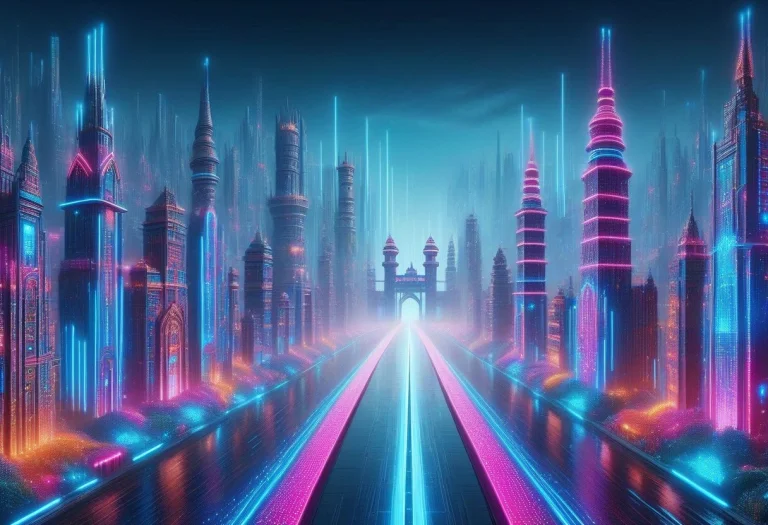 Led, Colorful Led Lights, Wide Intricate Mesmerizing Citysca...