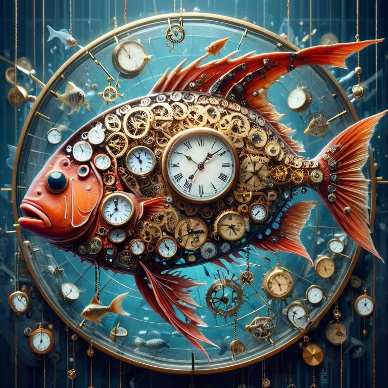 Fish Made Of Clocks, Clockstyle, Masterpiece, High Quality,