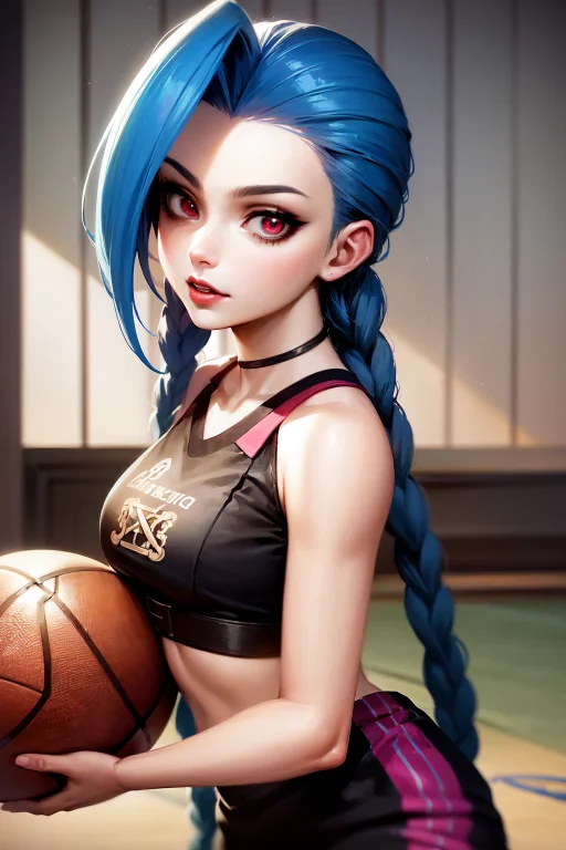 Jinxlol,solo,jinx Playing Basketball,basketball Outfit,detai...
