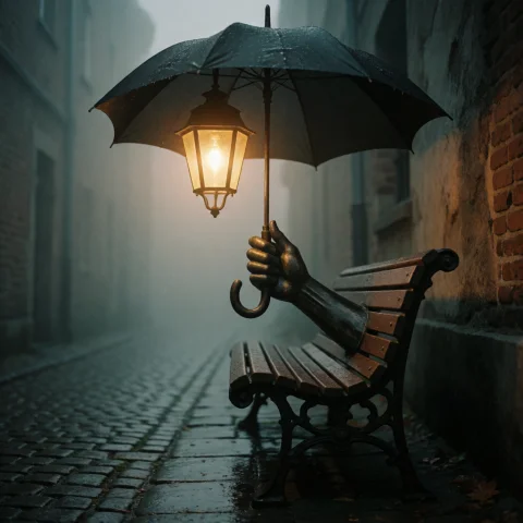 Cinematic Surrealism, A Conceptual Art Piece Featuring A Dar... — Stable Diffusion AI Prompt: Cinematic surrealism, a conceptual art piece featuring a dark wrought-iron sculp...