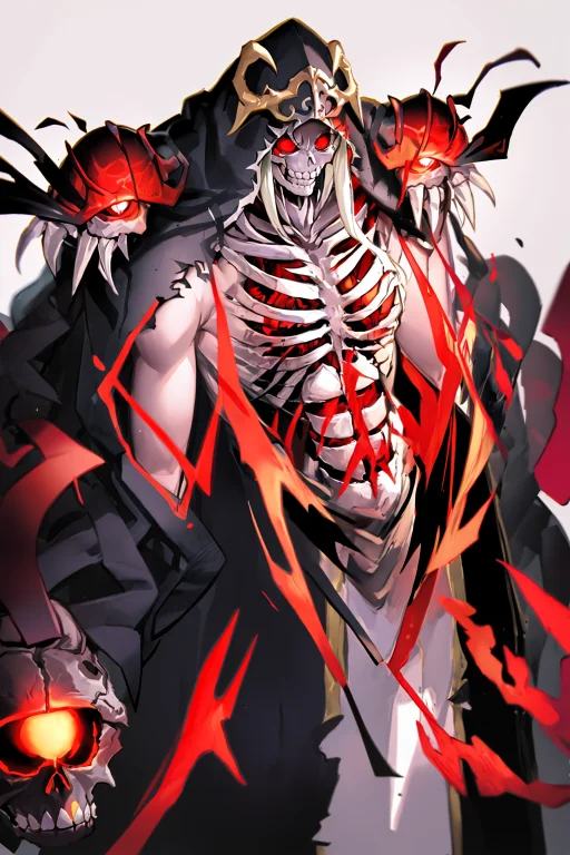 Masterpiece, Best Quality, Skeleton Mage,lich, Skull, Red Ey...