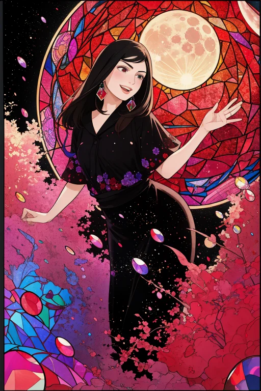1girl, Lorachikuwabu1 Chikuwabu, Stained Glass Art By Tom Fr...