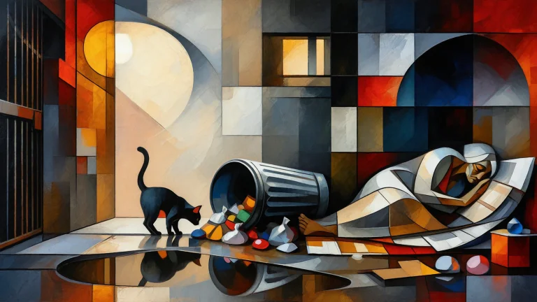 An Abstract Painting. Chiaroscuro. Cubism Style With Curvili...