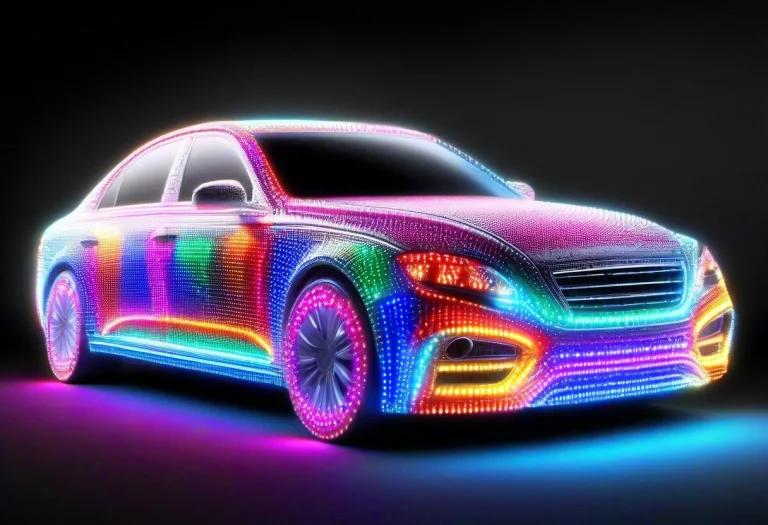 Car Made Of Colorful Led Lights, Led