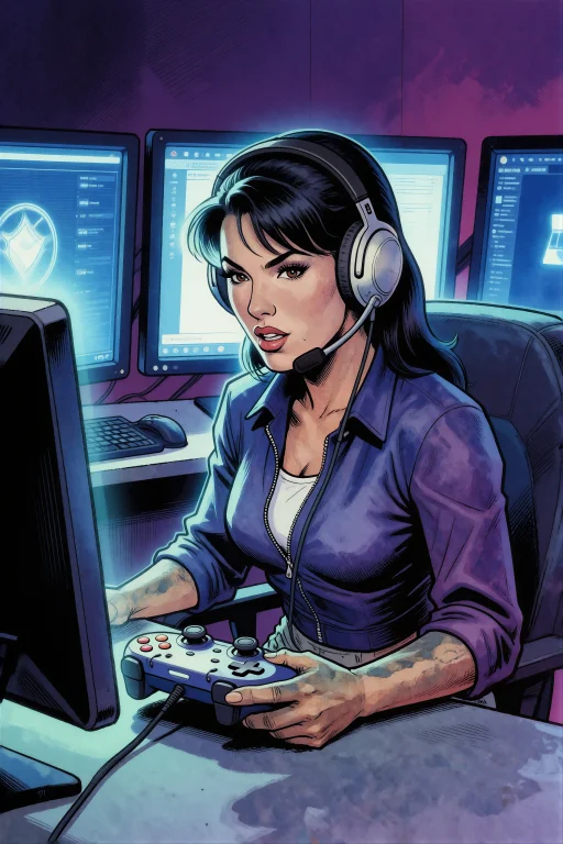 Rockstyle, A 90s Comic-book Style Illustration Of A Gamer St...