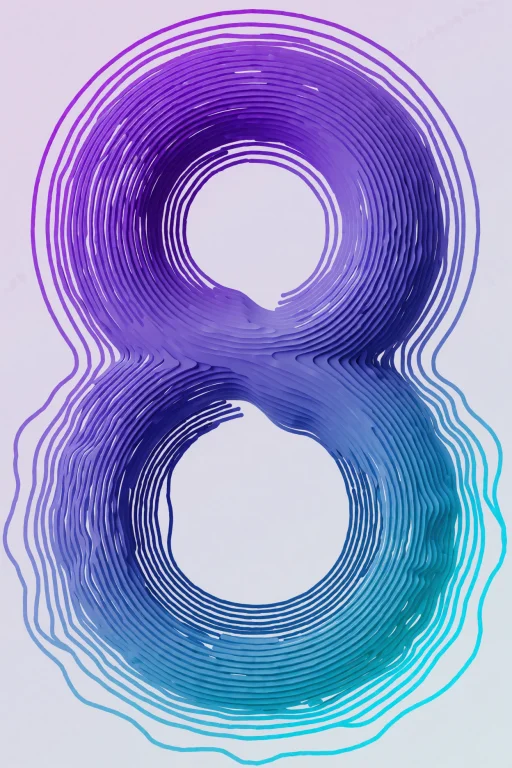 A Number Eight Composed Of Concentric Rings That Shift From...