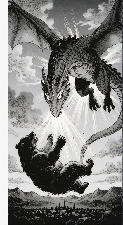 , Black-and-white Ink Manga Splash Panel, Mythic-omen Regist...