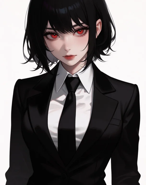 A Polished Digital Anime Cowboy Shot Image Of Vampire Girl W...
