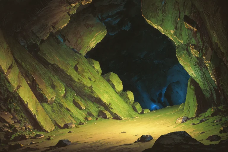 Howlbgs, Dark Cave, Masterpiece, High Details, Scenery, Dim...