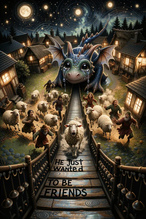 A Cinematic, High-detail Fantasy Scene At Night Showing A Gi...