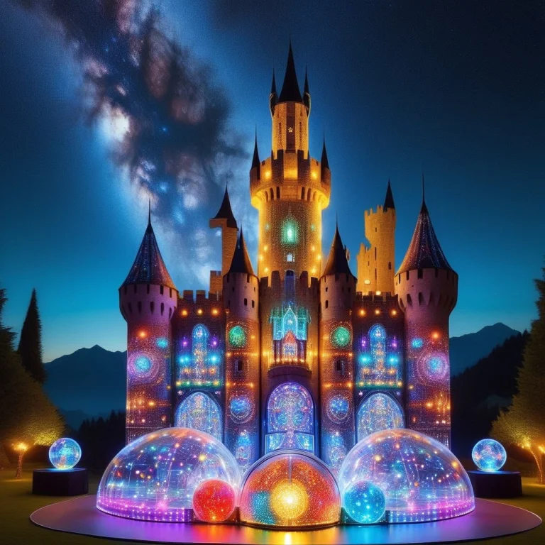 Led, Colorful Led Lights, A Medieval Castle Has Been Transfo...