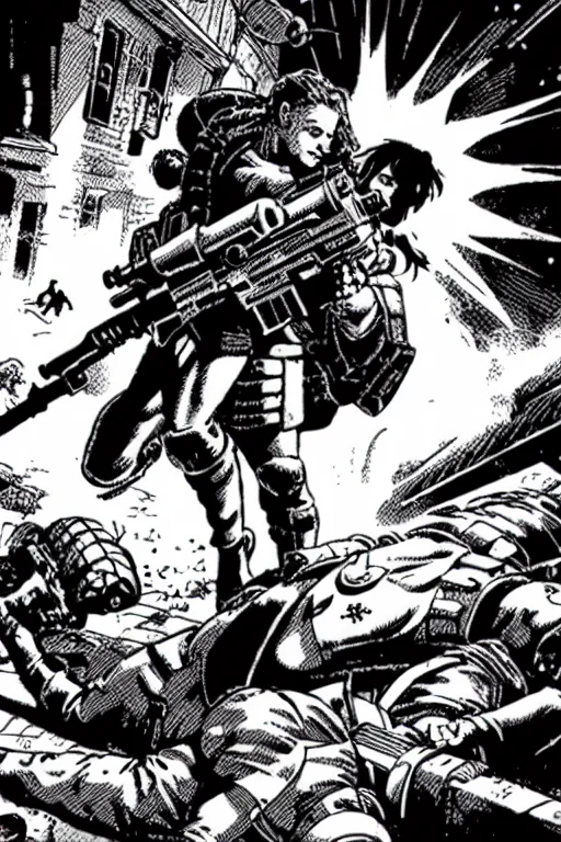 Pboldrifrpgstyle A Battlefield, Gun, Man, Amour, Woman
