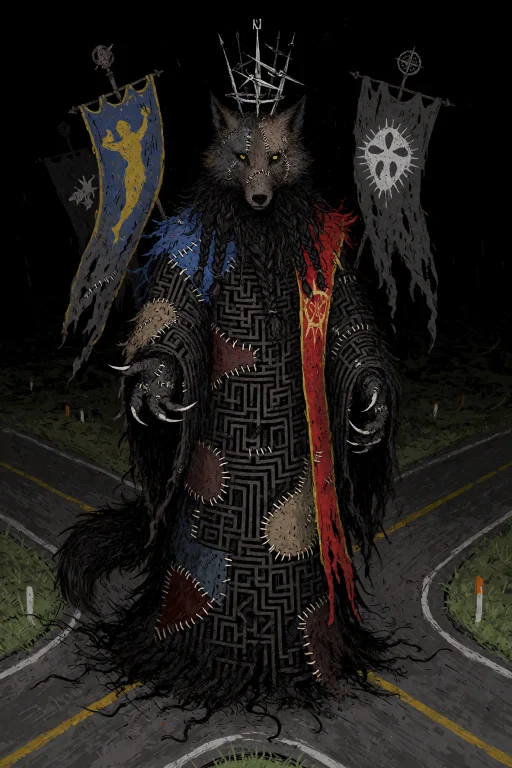 An Anthropomorphic Wolf Sorcerer Whose Body Has Become A Liv...