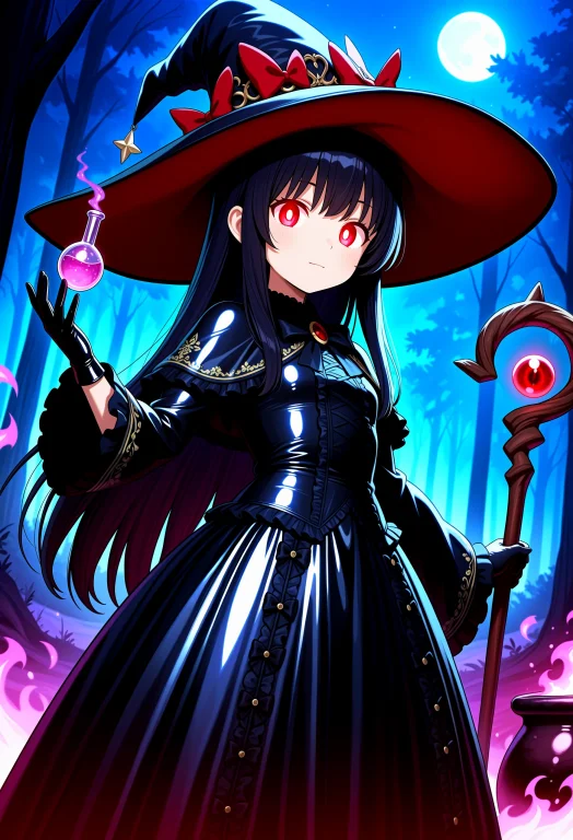 Professional Anime Illustration Of A Beautiful Witch Wearing...