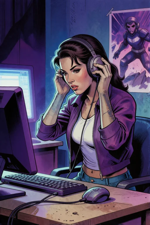 Rockstyle, A 90s Comic-book Style Illustration Of A Gamer Ad...