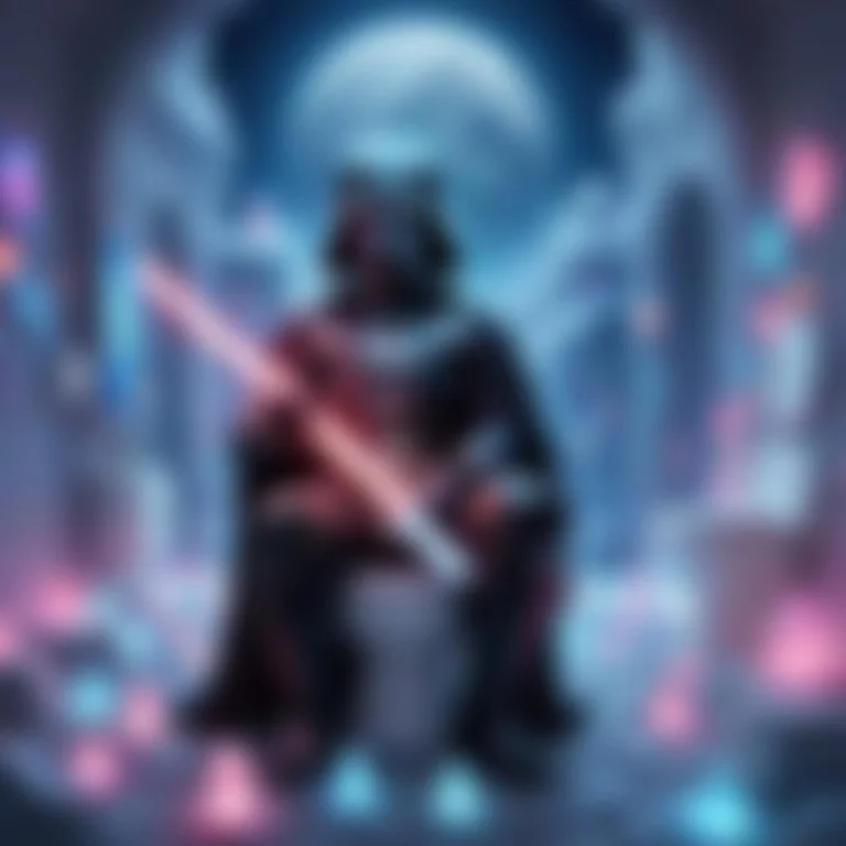 Colorful Led Lights, Darth Vader With Katana Sitting On The...