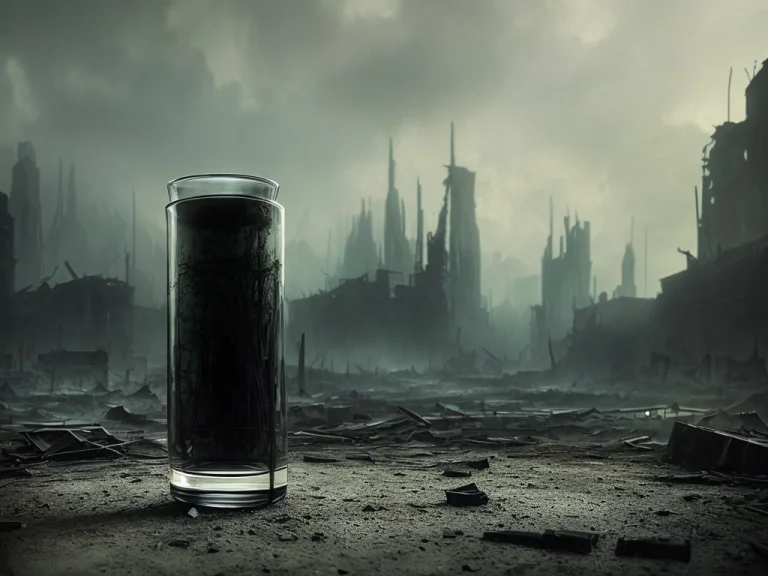 Dark Photoshot, Hyperrealistic Portrait Of Glass Vase Refrac...