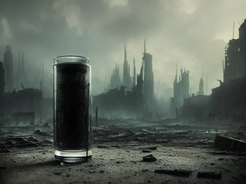 Dark Photoshot, Hyperrealistic Portrait Of Glass Vase Refrac... — Stable Diffusion AI Prompt: dark photoshot, hyperrealistic (((portrait))) of glass vase refraction, postapoc...