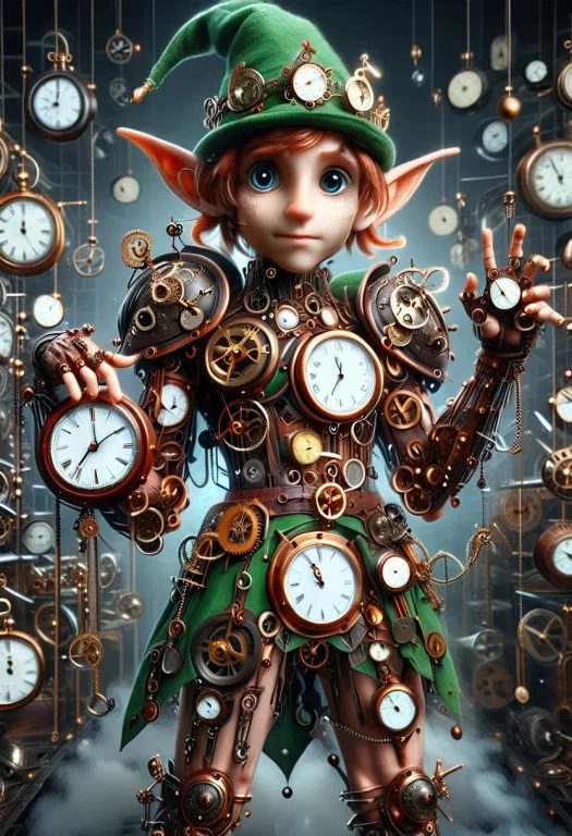 Clockstyle The Little Elf Is Holding A Watch In His Hand, St...