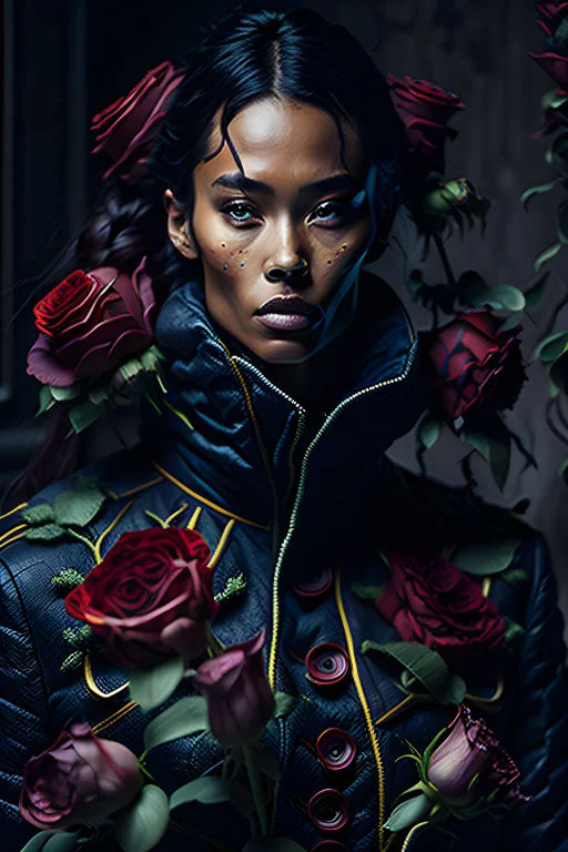 A Swedish Woman Donning A Coat Made Of Blooming Roses In A H...