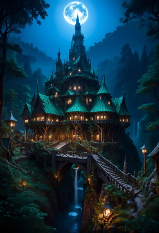 Score8-up, Score7up, Flying View, Small Elven Wooden Town La...