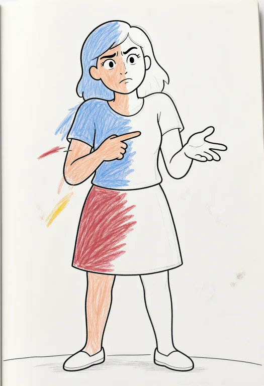A Single Coloring-book Page Showing One Woman, Centered And...