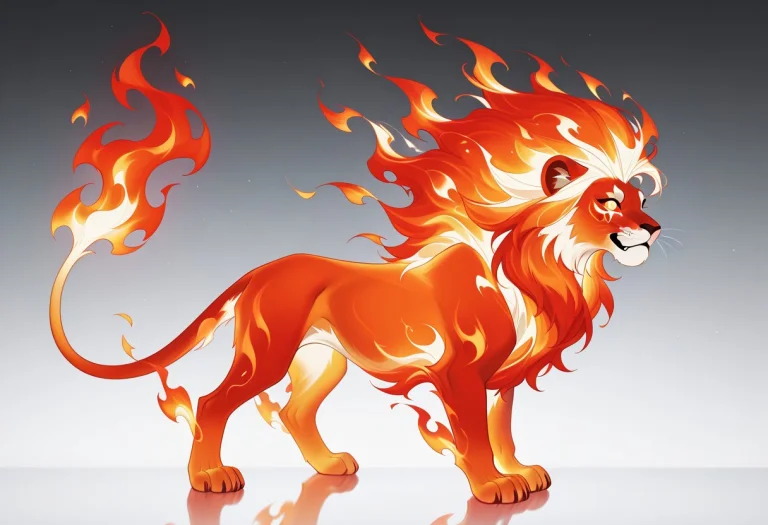 Fullbody, Ghost Lion Rom The Side, Only The Fiery Outline Of...