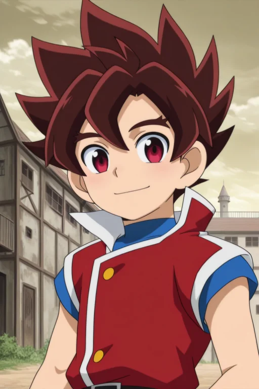 Tsurugi Tatewaki, Red Hair, Red Eyes, Blue Shirt, Red Vest,...
