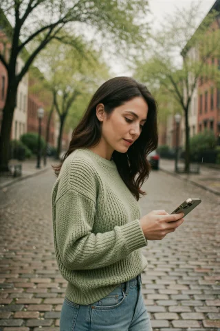 A Candid Photograph Of A Woman With Warm Olive Skin And Long... — Stable Diffusion AI Prompt: A candid photograph of a woman with warm olive skin and long dark hair tucked be...