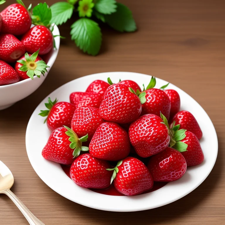 4k, Juicy Moist Strawberries On Table In Village