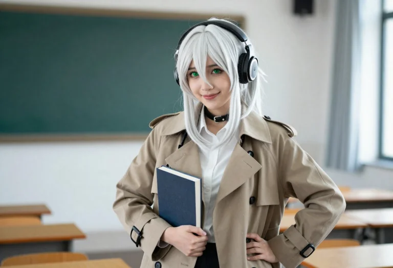 1girl, Solo, Shoulder-length Hair, White Hair, Messy Hair, G...