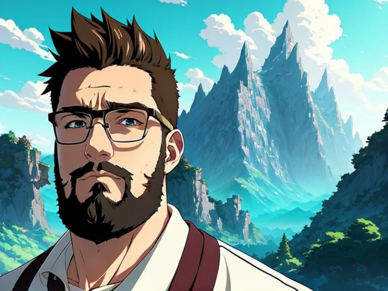 Anime Style Portrait Of Burly Ohwx Man1.1 As Anime Protagoni...