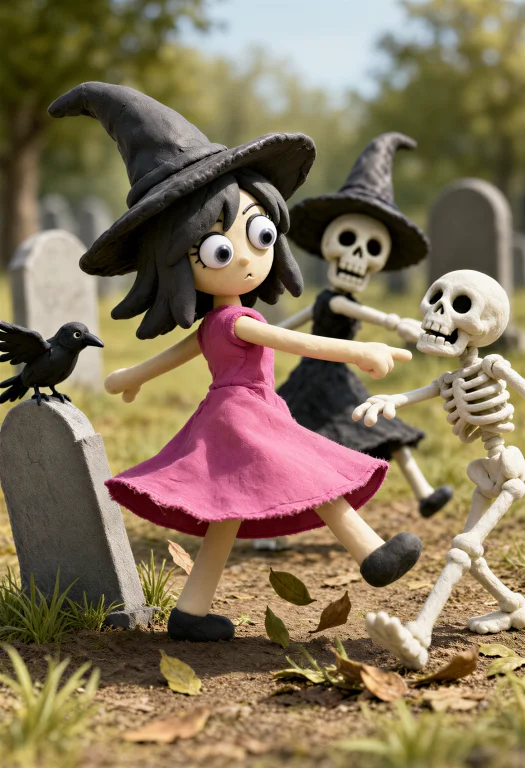 A Single Lively Frame Of A Danse Macabre Led By A Witch Girl...