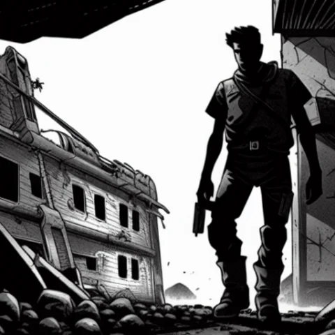 Pboldrifrpgstyle, An Armed Man Wandering Through A Wasteland... — Stable Diffusion AI Prompt: PBOldRifRPGStyle, An armed man wandering through a wasteland.
