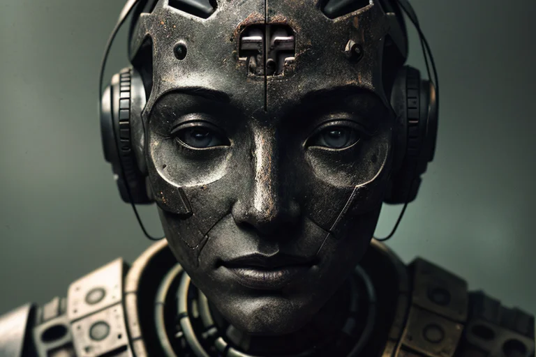 Black Dummy Without A Face, With Head Mechanical Brains, War...